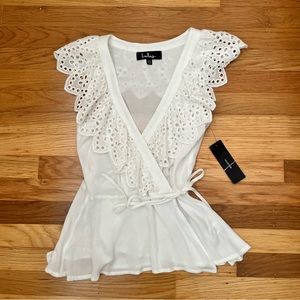 Lulu’s White Wrap Top, XS